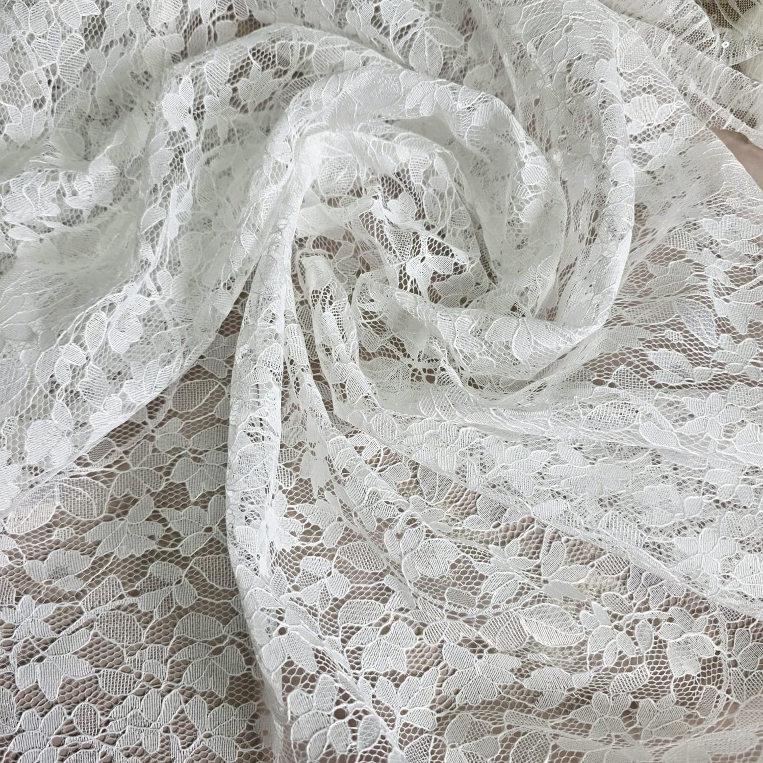 Bespoke gown fabric, lace and dressmaking detail 18