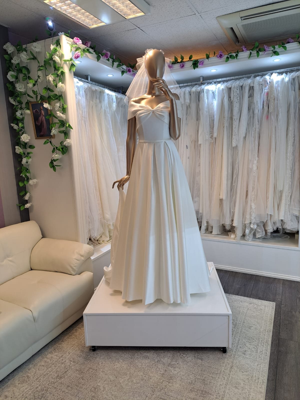 Bespoke wedding gown displayed at Samari Bridal Studio 1