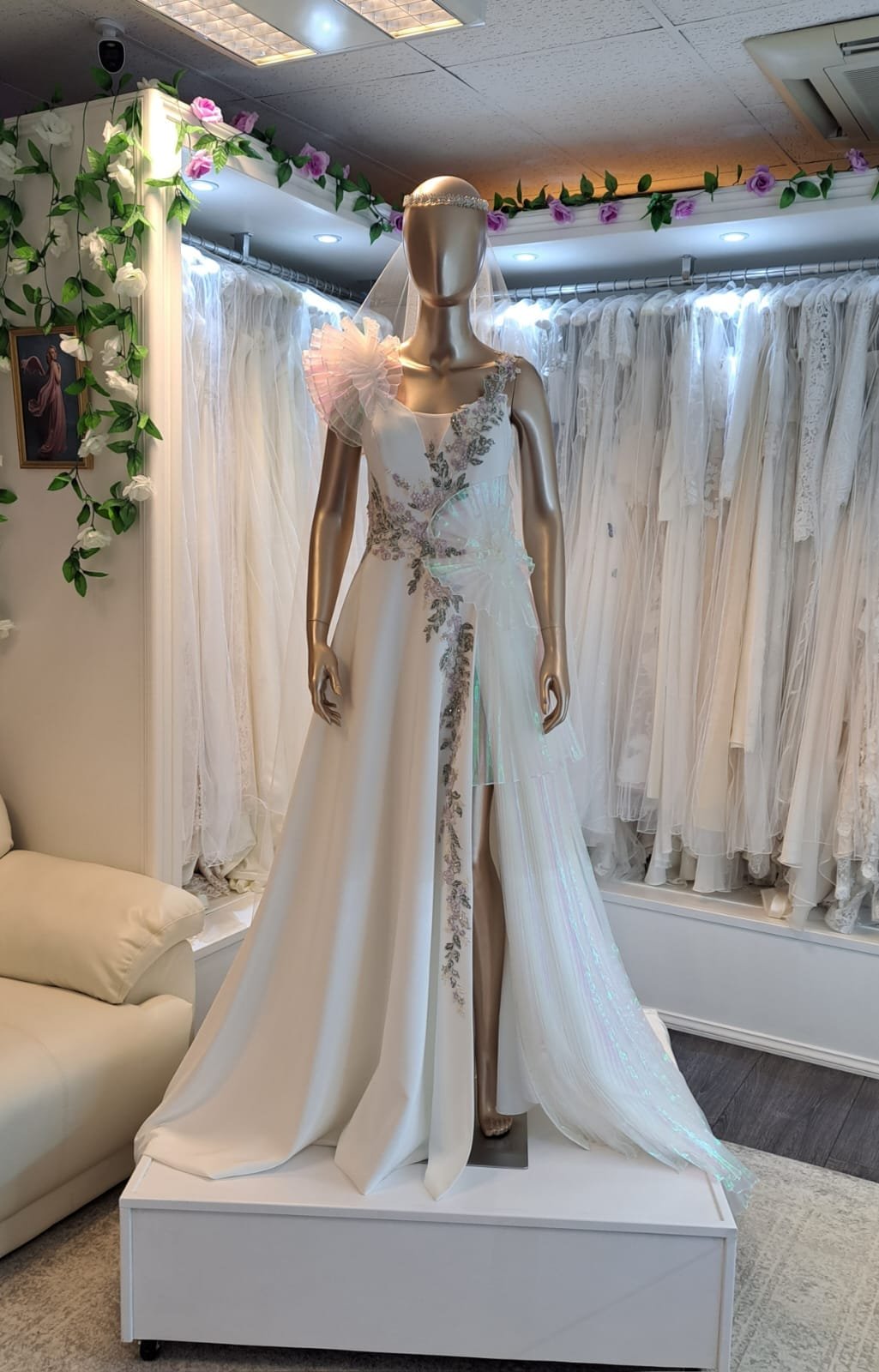 Bespoke wedding gown displayed at Samari Bridal Studio 2
