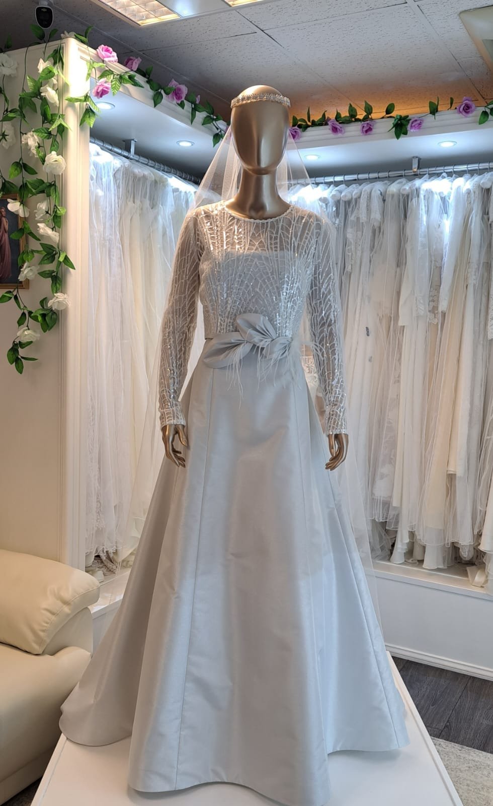 Bespoke wedding gown displayed at Samari Bridal Studio 4