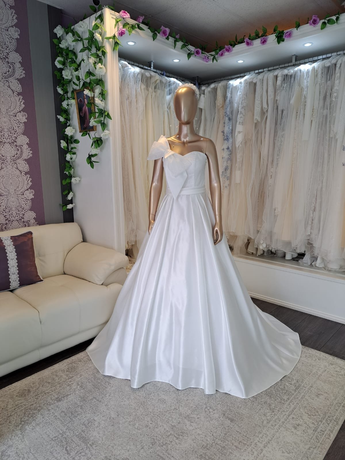 Bespoke wedding gown displayed at Samari Bridal Studio 6